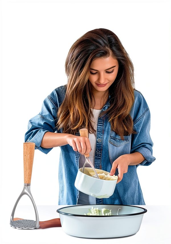 Potato Ricer Wood Handle Aluminum Alloy Kitchen Tool-4