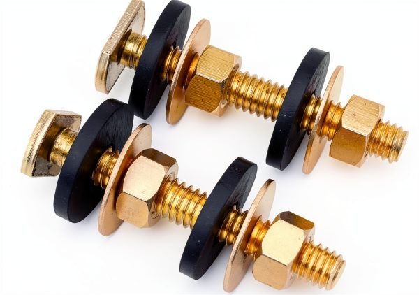Toilet Floor Bolts Hibbent Brass Plated Round Set-2