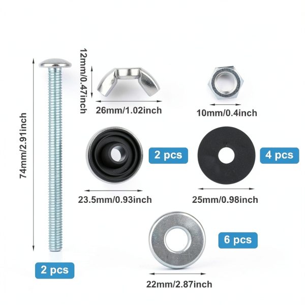 QFGasre Toilet Tank Bolts Stainless Steel Waterproof Gasket-1