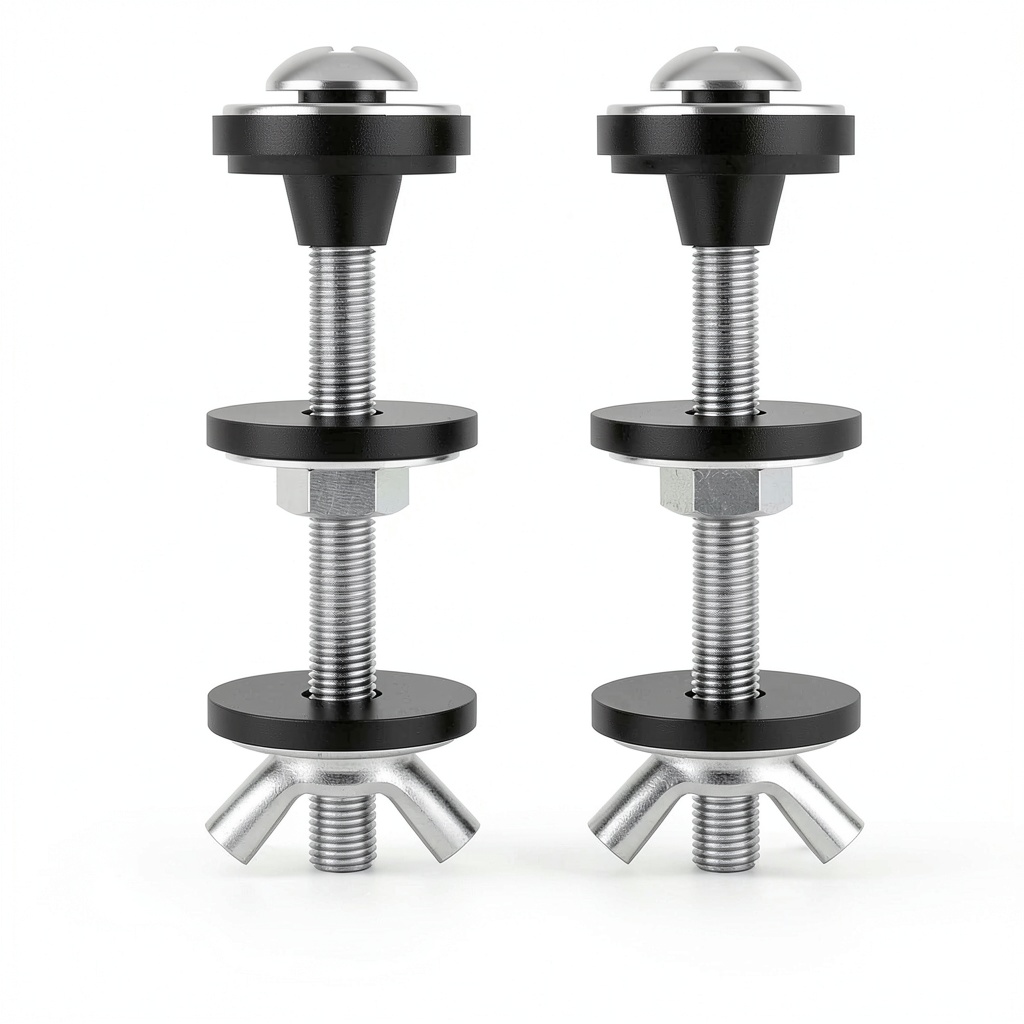 Installing SATUY Toilet Tank Bolts Stainless Steel Leakproof Easy on a wooden workbench