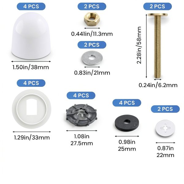 DALQUIS Toilet Bolt Set Iron Copper Plated-1