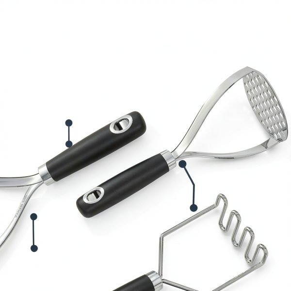 Potato Masher MUJINON Black Stainless Ergonomic-2