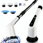 Electric Spin Scrubber, Cordless Cleaning Brush Scrubber for Home, 8 Replaceable Brush Heads-90Mins Work Time, 3 Adjustable Size, 2 Speeds for Bathroom Shower Bathtub Glass Car-0