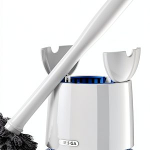 MR.SIGA Toilet Bowl Brush and Holder, Premium Quality, with Solid Handle and Durable Bristles for Bathroom Cleaning, White, 1 Pack-0