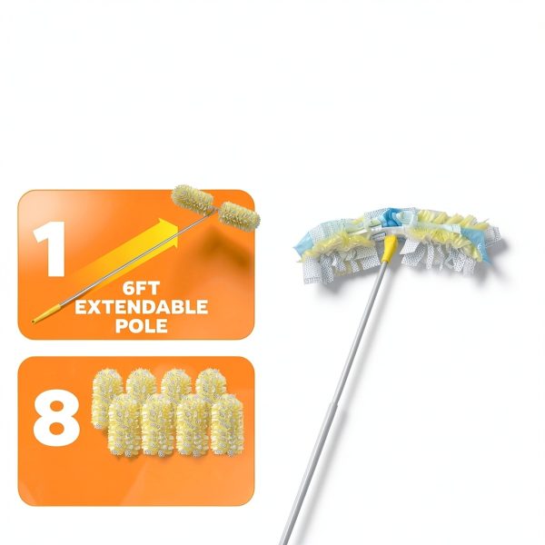 Swiffer Duster Kit 6-ft Extendable Handle with 8 Heavy-Duty Refills-6